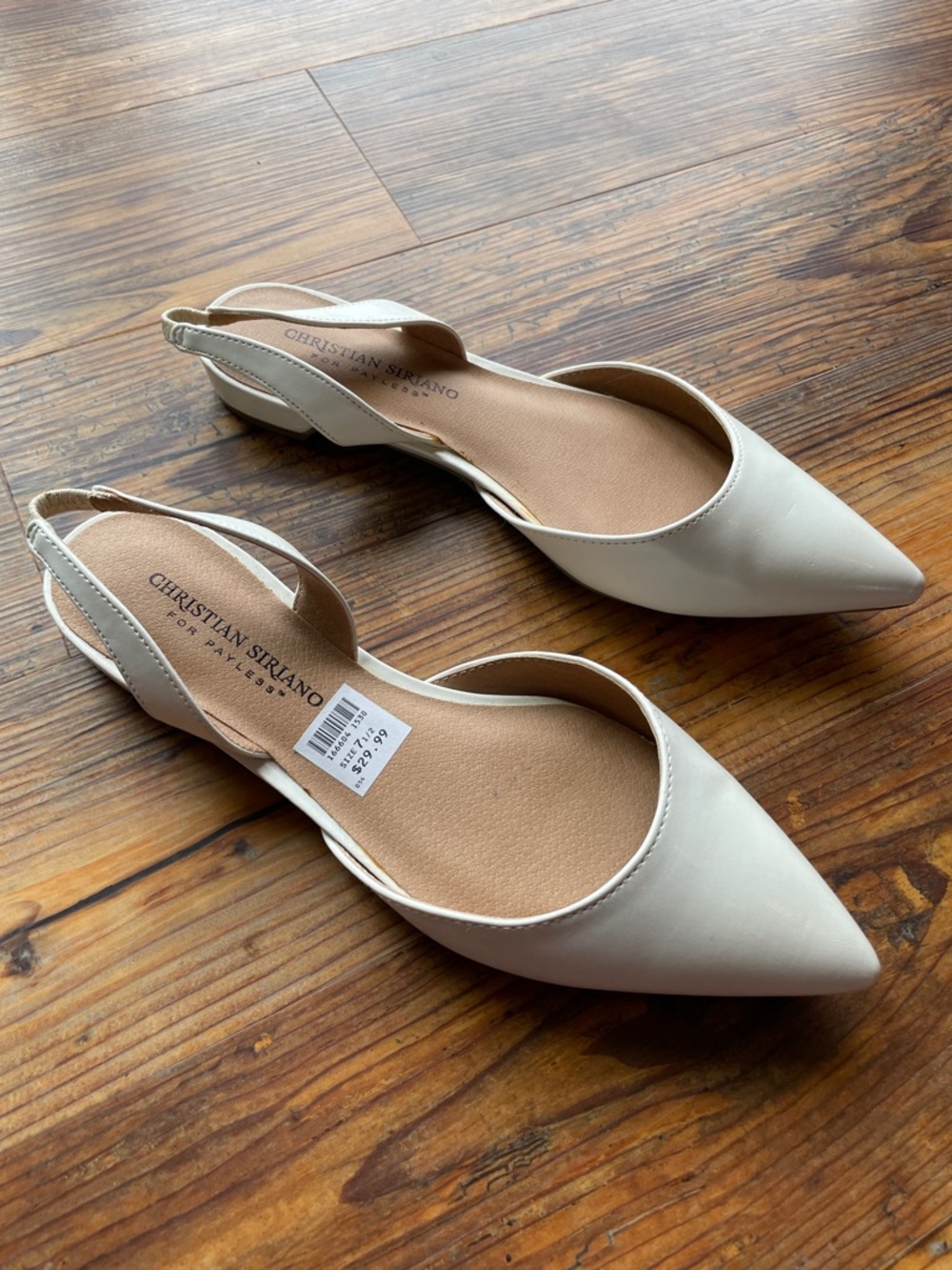 Women's Pointed Toe Slingback Flats in White